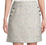 Eli Tahari Plaid Tweed A-Line Miniskirt Blue Ivy Size 14