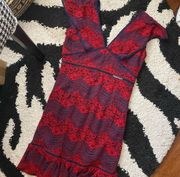 NWT  Red/Navy Tiered Lace Dress Large