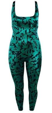 Yitty Fabletics Headliner Shaping Catsuit Deep Sea Green Black Jumpsuit, size XL