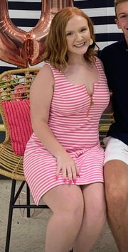 Pink And White Striped Dress Mini