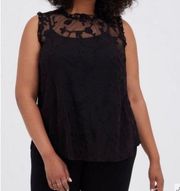 Torrid Deep Black Floral Embroidered Mock Neck Top Size‎ 6X