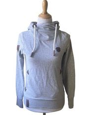 Naketano Schoene Klaus V Hoodie Cowl Neck in Stone Grey Melange Small