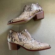 By Anthropologie Marion Python Snakeskin Minimalist Coastal Ankle Bootie…