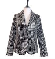 New York & Company Women's Blazer 2 Button Classic Black White Print Size 10