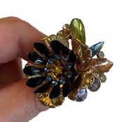 Banana Republic huge oversized chunky statement flower cocktail ring gold size 6