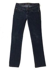 DL1961 Jeans Womens 0 24" Tory Slim Straight Crop Dark Wash Whiskering Low Rise