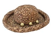 Nine West Rolled Rim Straw Sun Beach Hat Shell Accents