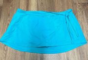 Jones New York Solid Teal Swim Skirt Attached Brief Women’s Size 14 Tie Side