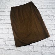 Max Mara Women Brown Wool Angora Pencil Skirt Size 10 Knee Length Slit Back‎