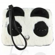 Womens Betsey Johnson Kitsch Panda Wristlet Cream/Black NWT