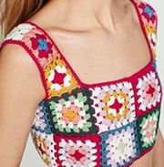 Farm RIO crochet granny square knit crop top