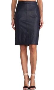 Halston Heritage Leather Front Pencil Knee Length Skirt Size 10