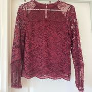 Laundry by Shelli Segal burgundy lace blouse