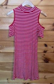 Red stripe open shoulder sundress