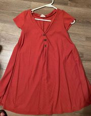 Coral Button Babydoll Dress