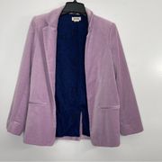 Zadig & Voltaire Volly Velour Open Front Blazer Jacket, Violet Purple Size 38/M