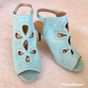 Lane Bryant Flower Cut Out Peep Toe Heels in Sweet Mint Size 10 W