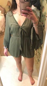 Olive Green Long Sleeve Romper 