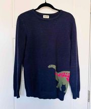 Sugarhill Brighton Knit Dinosaur Crew Neck Navy Blue Pullover Sweater, US Size 8