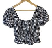 Eyeshadow Black & White Check Crop Top Ruffles Hem Size Medium New