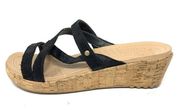 Crocs Women's Size 10 Strappy Cork Wedge Sandals Black Shimmer Tan