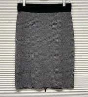 S // BCBGMaxAzria Black Tweed Houndstooth Zipper Back Pencil Skirt