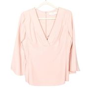 AMANDA UPRICHARD Blush Pink Blouse V-Neck Bell Sleeve Women's Medium