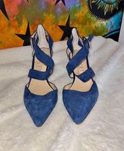 Size 7.5 Velvet Blue Heels 