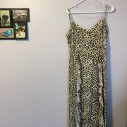 Heirloom Lace-Up Maxi Dress Animal Leopard Print size L