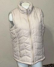 Fluffy warm quilted vest creamy shade