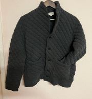 Charcoal gray 100% Cotton retro quilted jacket coat K.