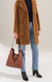 French Connection Faux Fur Walker Teddy Coat in Cognac Size M