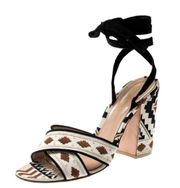 Gianvito Rossi Cheyenne Embroidered Criss Cross Ankle Wrap Sandal size 39.5