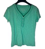 Kuhl Womens Short Sleeve Henley Bright Green Size Large Classic Staple