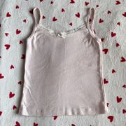 NWT  pink striped tank top with lace and bow