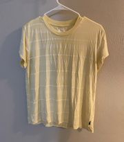 Yellow and White Striped Short Sleeve Shirt