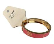 Montauk Weekend Clamper Bangle Bracelet Crown & Ivy Goldtone with Pink Enamel