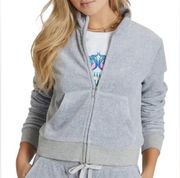 Juicy Couture  Mock Neck Velour Zip Up Jacket In Grey Powder Heather Size XS NWT