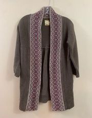 Fossil Fair Isle Trimmed Drape Brown/Purple Sweater Cardigan