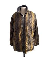 VINTAGE 90s Snakeskin Full Zip Nylon Jacket Size Medium