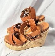 Marc by Marc Jacobs Brown Leather platform Wedge Sandals Size 6.5