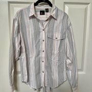 Liz Sport pink striped button down shirt