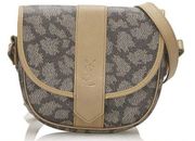 Yves Saint Laurent YSL Gray Printed PVC Crossbody Bag Brown Beige Grey