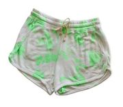 Sundry Lime Green Tie Dye White Drawstring Cut Off Short size 3 Large