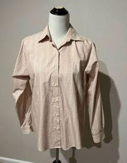 Brooks Brothers women button up shirt blouse top cream/red checks cotton size 12