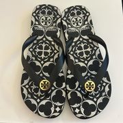 Tory Burch Limited Edition Black and white rubber flip flop size 7