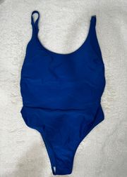 Blue Scoop Neck Swim One Piece