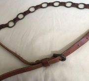 skinny belt size large metal loops brown leather