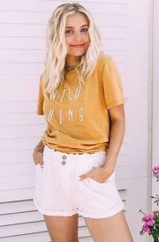 Blank Paige Yellow Wild Thing Rope Embroidered Short Sleeve T-Shirt Size Small