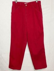 Vtg Tommy Hilfiger Red High Waisted Straight Carpenter Jeans Sz 10 (30x29) Y2K
